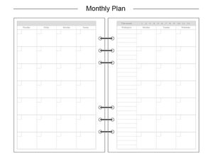 Transparent Ring Binder Inserts- Monthly Plan