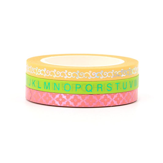 Alphabets Foiled Slim Washi Tape Set