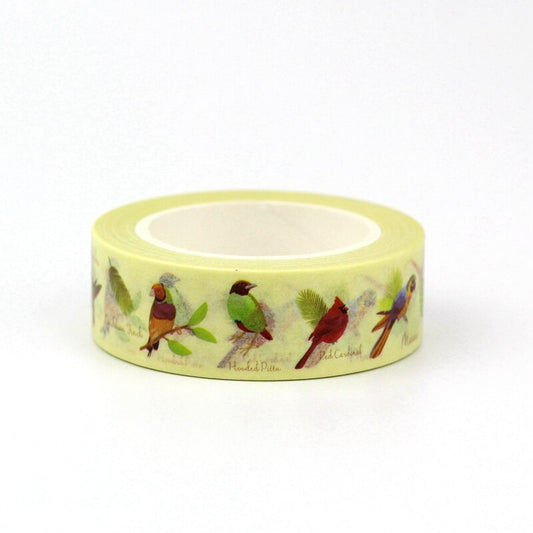 Cardinal Birds and Leaves Washi Sample
