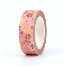 Load image into Gallery viewer, Pink Cherry Blossom Gold Foiled Washi Tape Sample
