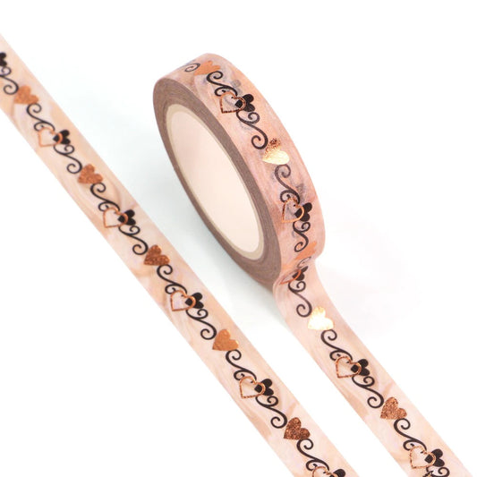 Copper Hearts Gold Foiled Washi Tape