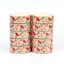 Load image into Gallery viewer, Fruits on Pink Grid Washi Tape
