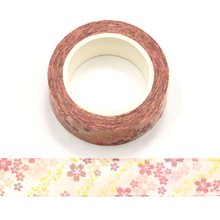 Load image into Gallery viewer, Pink Cherry Blossom Gold Foiled Washi Tape Sample
