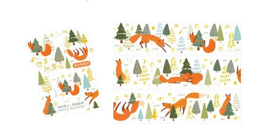 Foxes and Conifers Washi Tape