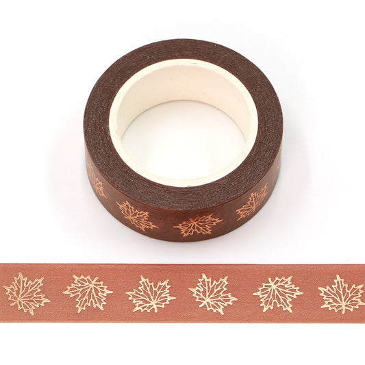 Copper Foiled Maple Leaves Washi Tape