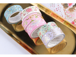 Blooming Flowers Gold Foiled Washi Sample