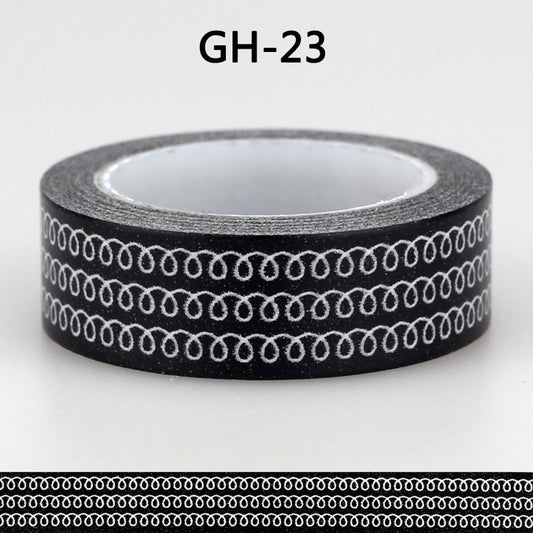 White Pattern Black Washi Tape