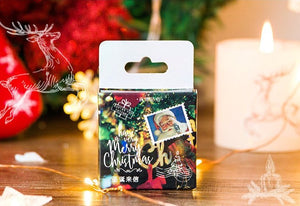 Retro Christmas Stamps Sticker Box