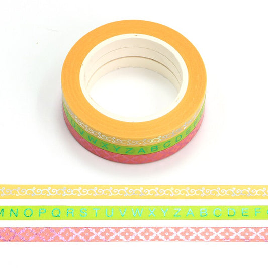 Alphabets Foiled Slim Washi Tape Set