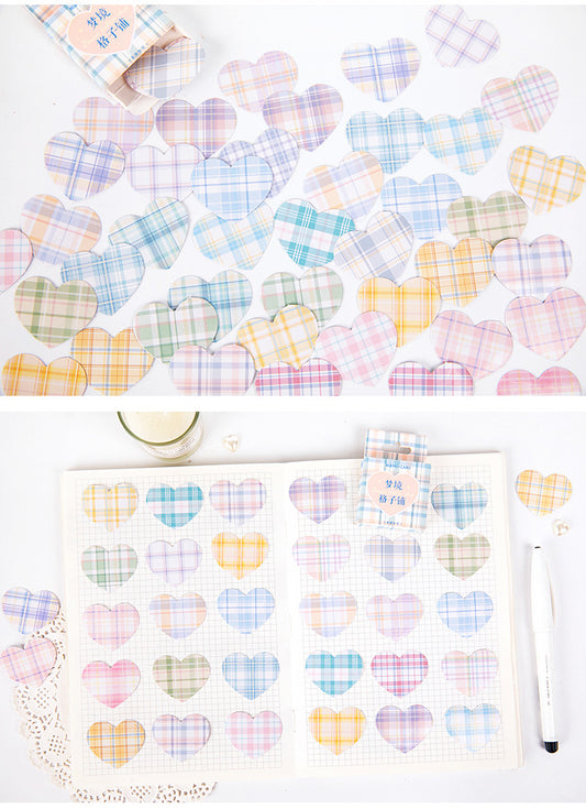 Plaid Hearts Planner Stickers