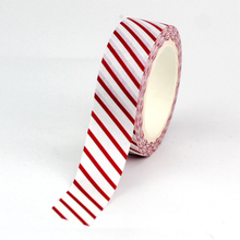 Load image into Gallery viewer, Red Diagonals Christmas Stripes Washi Tape Sample
