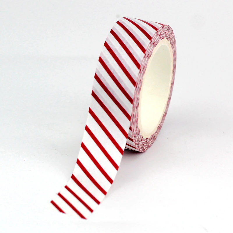 Red Diagonals Christmas Stripes Washi Tape