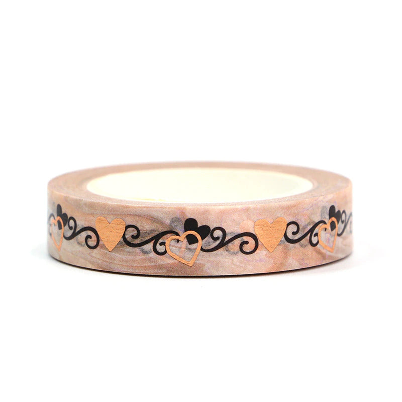 Copper Hearts Gold Foiled Washi Tape