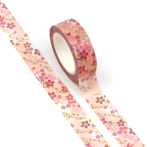 Pink Cherry Blossom Gold Foiled Washi Tape Sample