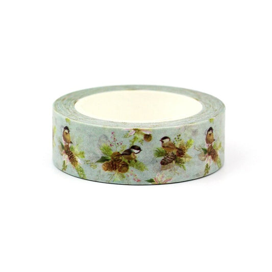 Christmas Songbirds on Pine Nuts Washi Sample