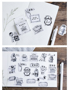 Black and White Weekly Planner Stickers