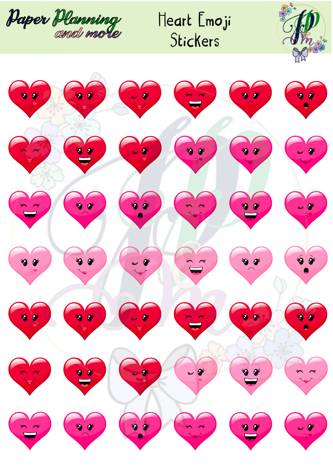 Heart Emoji Sticker Sheet