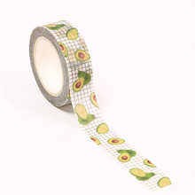 Load image into Gallery viewer, Avocado on White Grid Washi Tape
