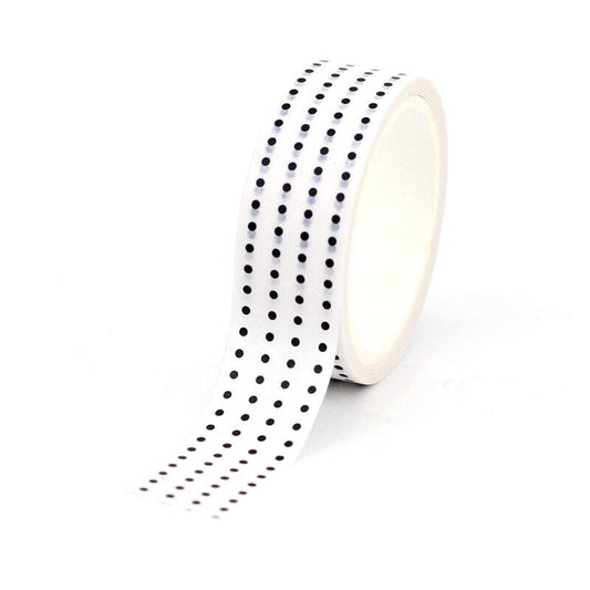 Black Polka Dots Grid Washi Sample