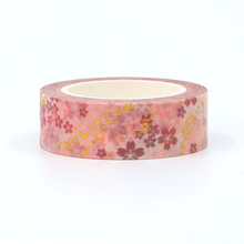 Load image into Gallery viewer, Pink Cherry Blossom Gold Foiled Washi Tape Sample
