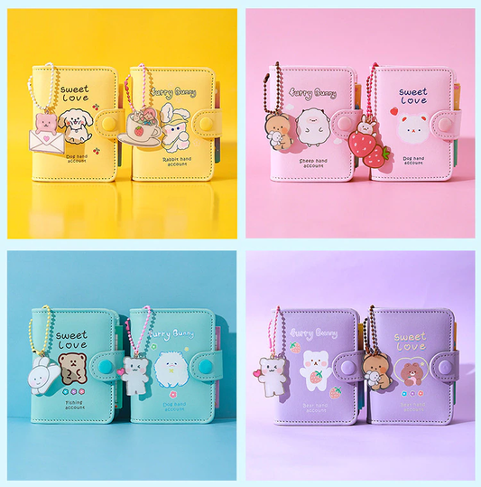 Kawaii Vegan Leather Padded Mini Ring Binder Set
