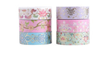 Load image into Gallery viewer, Blooming Flowers Gold Foiled Washi Tape

