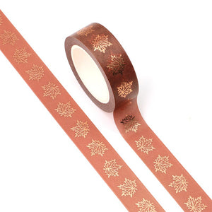 Copper Foiled Maple Leaves Washi Tape