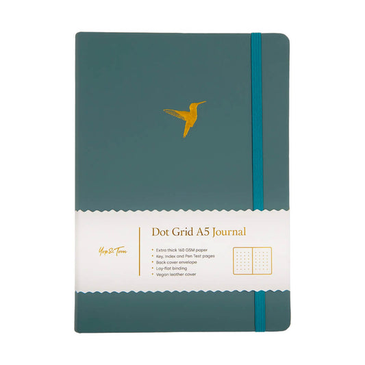 Yop & Tom A5 DOT GRID JOURNAL - HUMMINGBIRD - DEEP OCEAN
