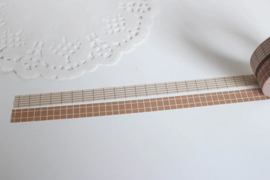 Parchment and Ash Mini Grid Washi Tape