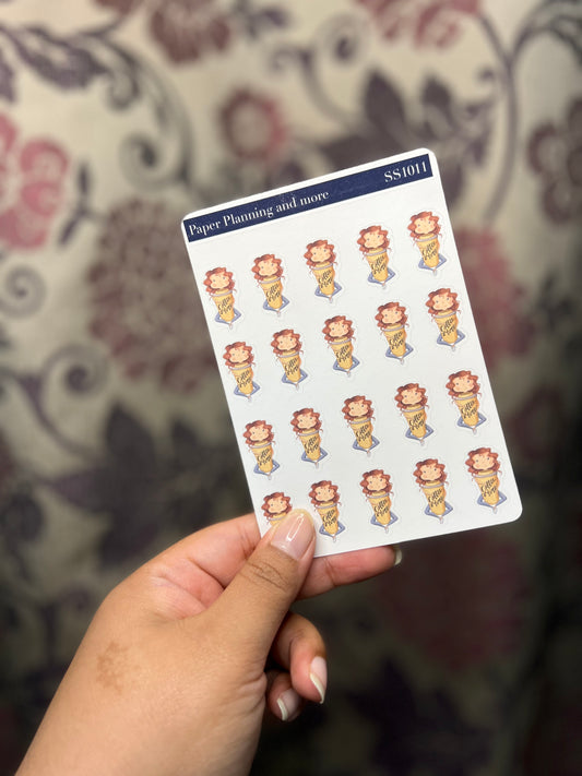 Coffee Time Red Head Sticker Sheet