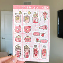 Load image into Gallery viewer, Aesthetic Drink Holographic Glitter Vinyl Stickers
