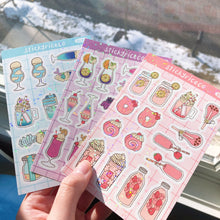 Load image into Gallery viewer, Aesthetic Drink Holographic Glitter Vinyl Stickers

