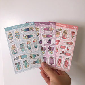 Aesthetic Drink Holographic Glitter Vinyl Stickers