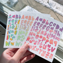 Load image into Gallery viewer, Aesthetic Designs Bubble Alphabet Holographic Glitter Vinyl Stickers

