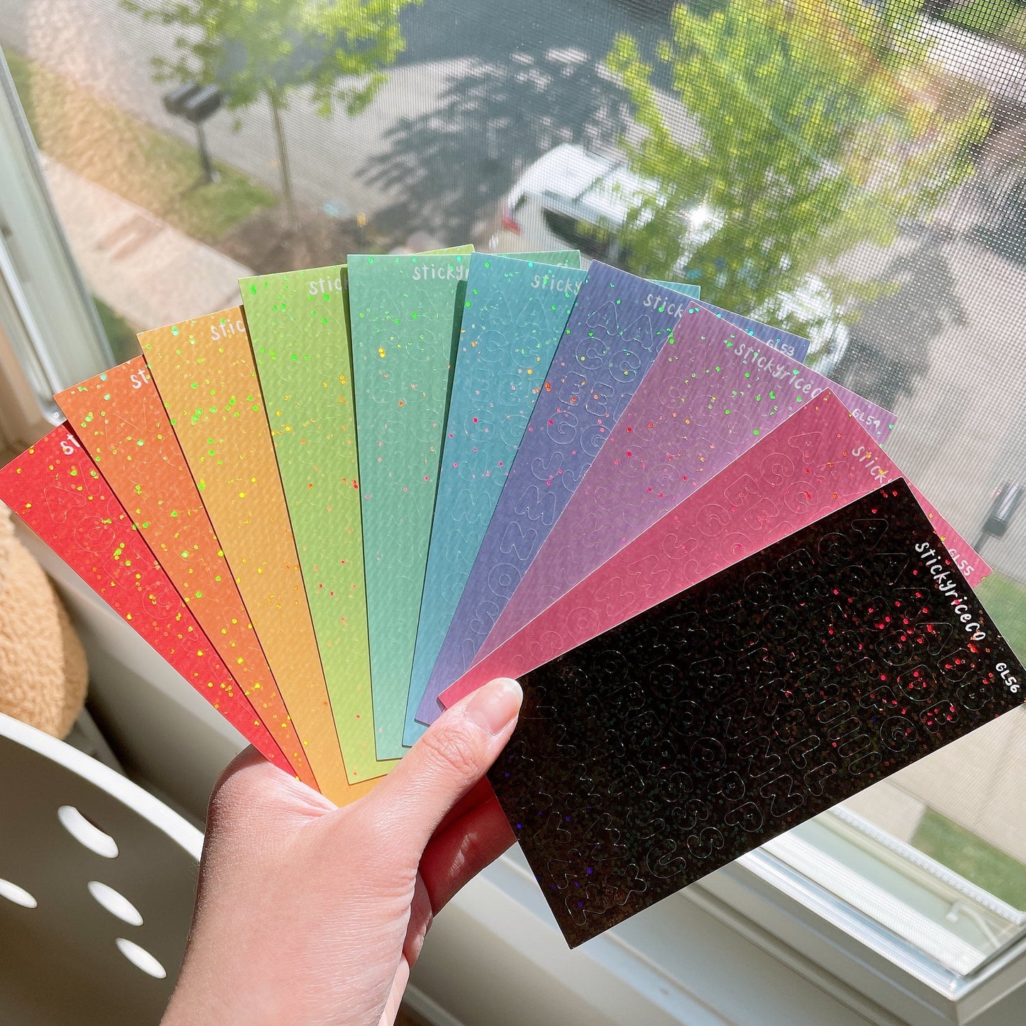Vivid Colors Alphabet Holographic Glitter Vinyl Stickers