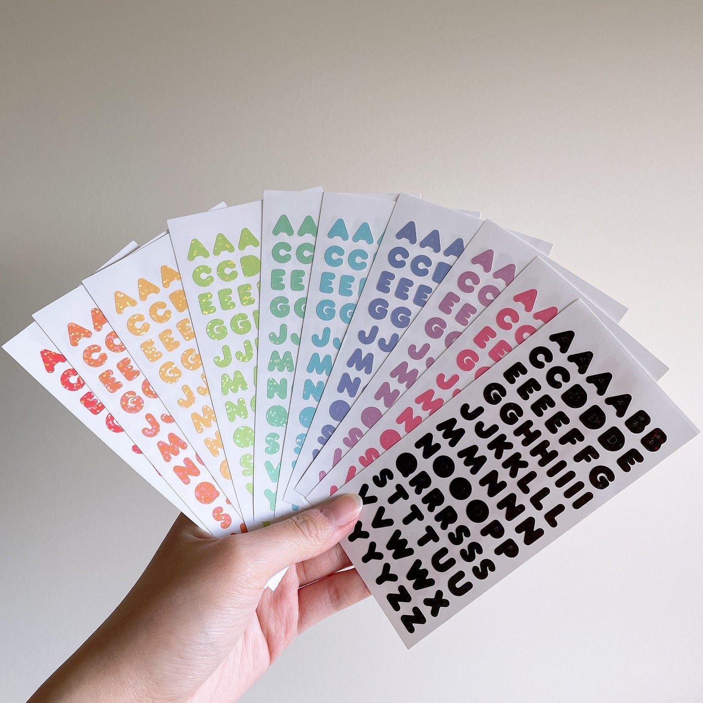 Vivid Colors Alphabet Holographic Glitter Vinyl Stickers