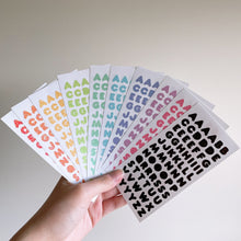 Load image into Gallery viewer, Vivid Colors Alphabet Holographic Glitter Vinyl Stickers
