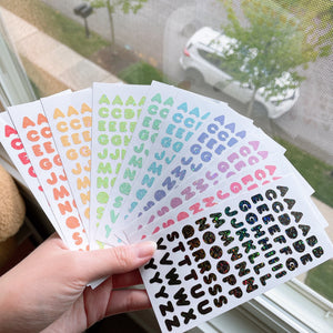 Vivid Colors Alphabet Holographic Glitter Vinyl Stickers