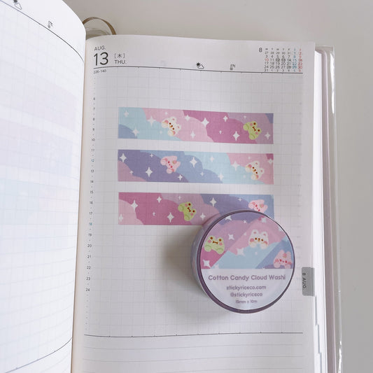 StickyRiceCo Friends in Colorful Clouds Washi Tapes - Cotton Candy