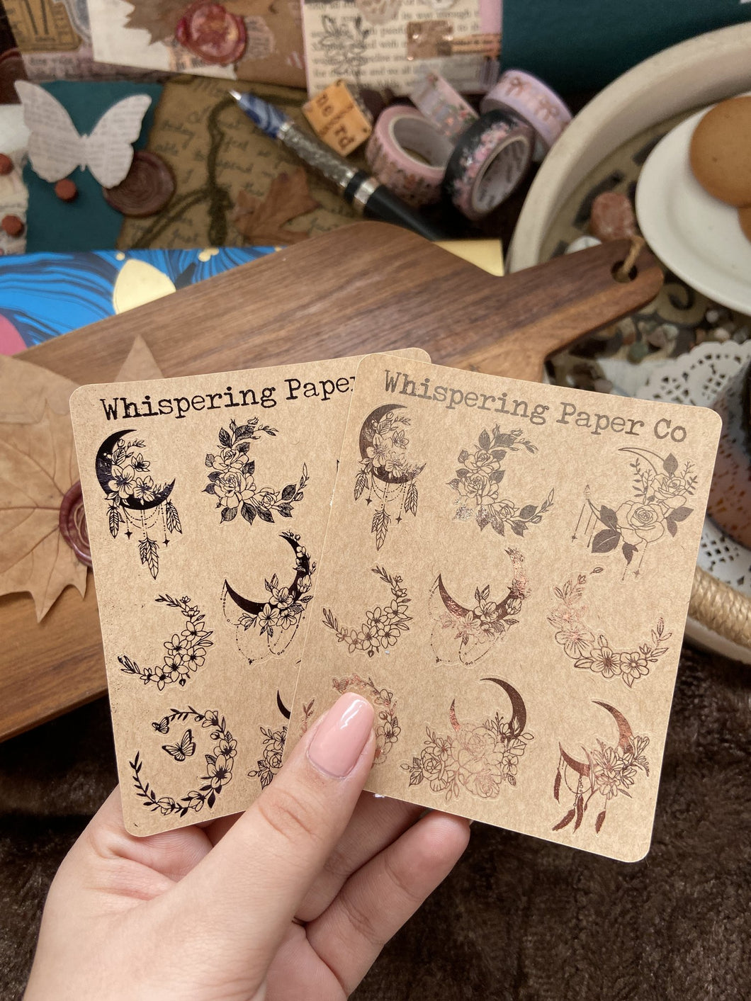 Moon Kraft Stickers with Foil