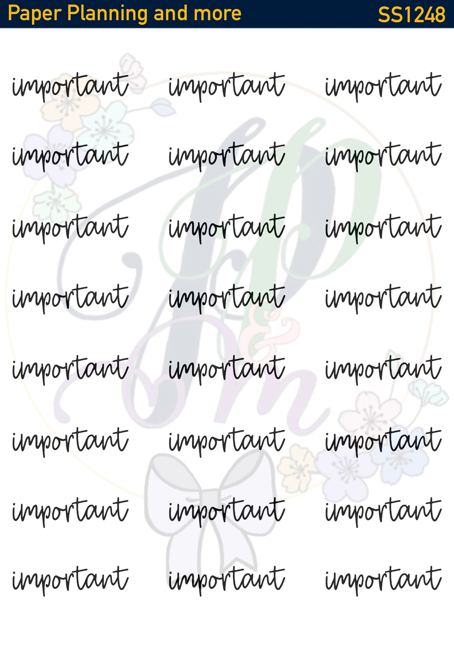 Important Script Sticker Sheet