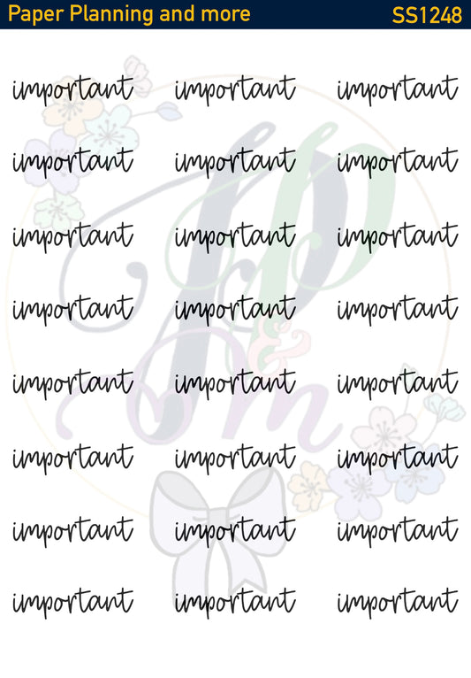 Important Script Sticker Sheet