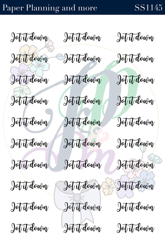 Jot It Down Handwritten Sticker Sheet