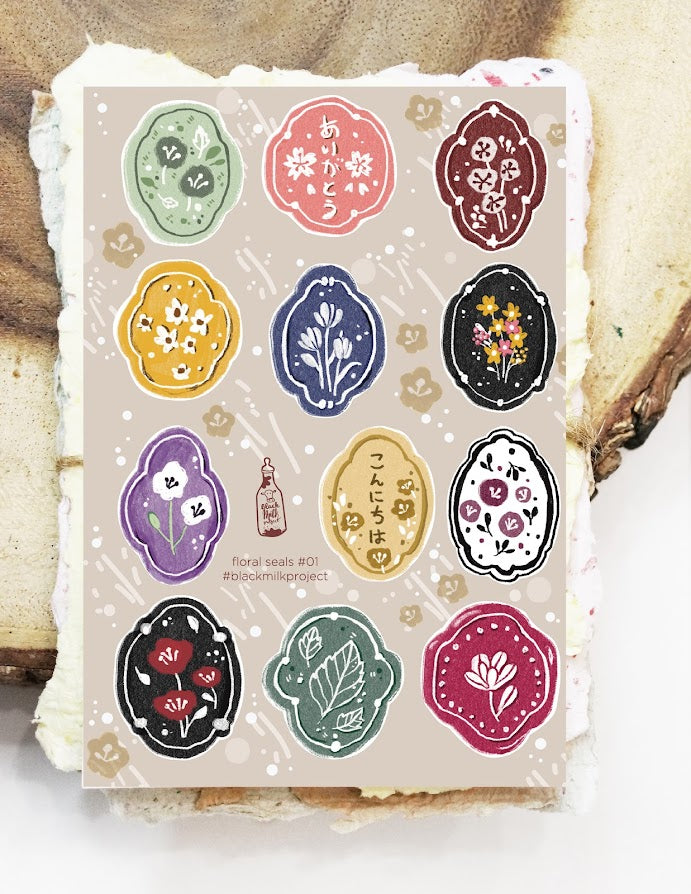 Floral Seals Sticker Sheet