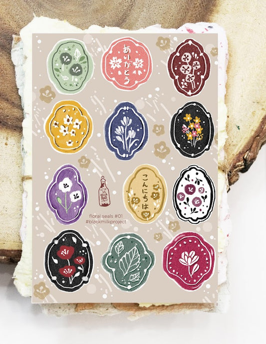 Floral Seals Sticker Sheet