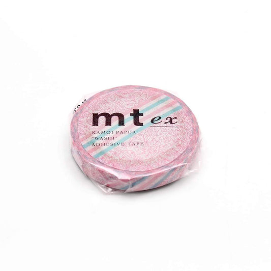 MT EX Washi Tape Pink Flower Stripe