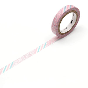 MT EX Washi Tape Pink Flower Stripe Sample