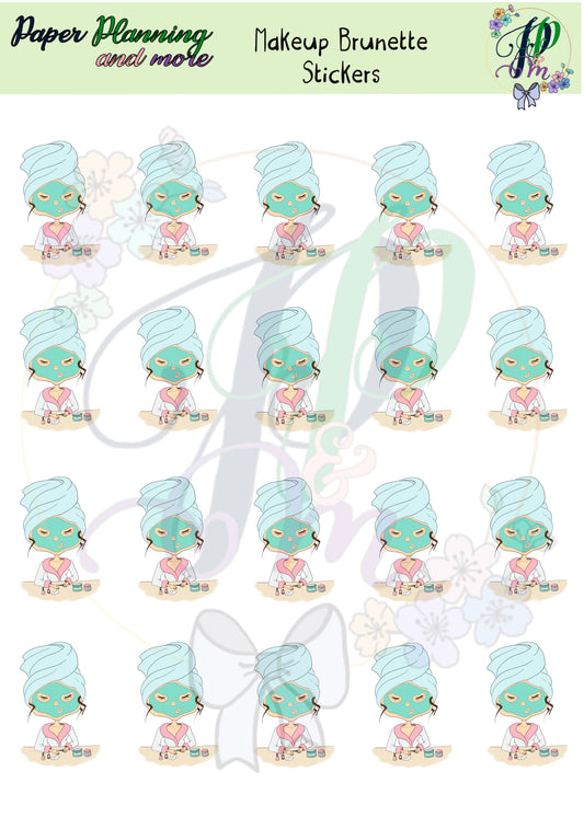Makeup Brunette Sticker Sheet