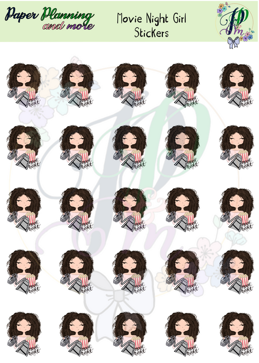 Movie Night Girl Sticker Sheet