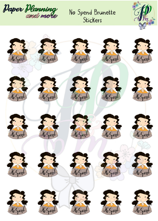 No Spend Brunette Sticker Sheet
